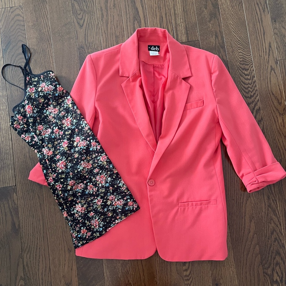 Women’s professional career or casual blazer jacket & shirt sz large 3/4 sleeve